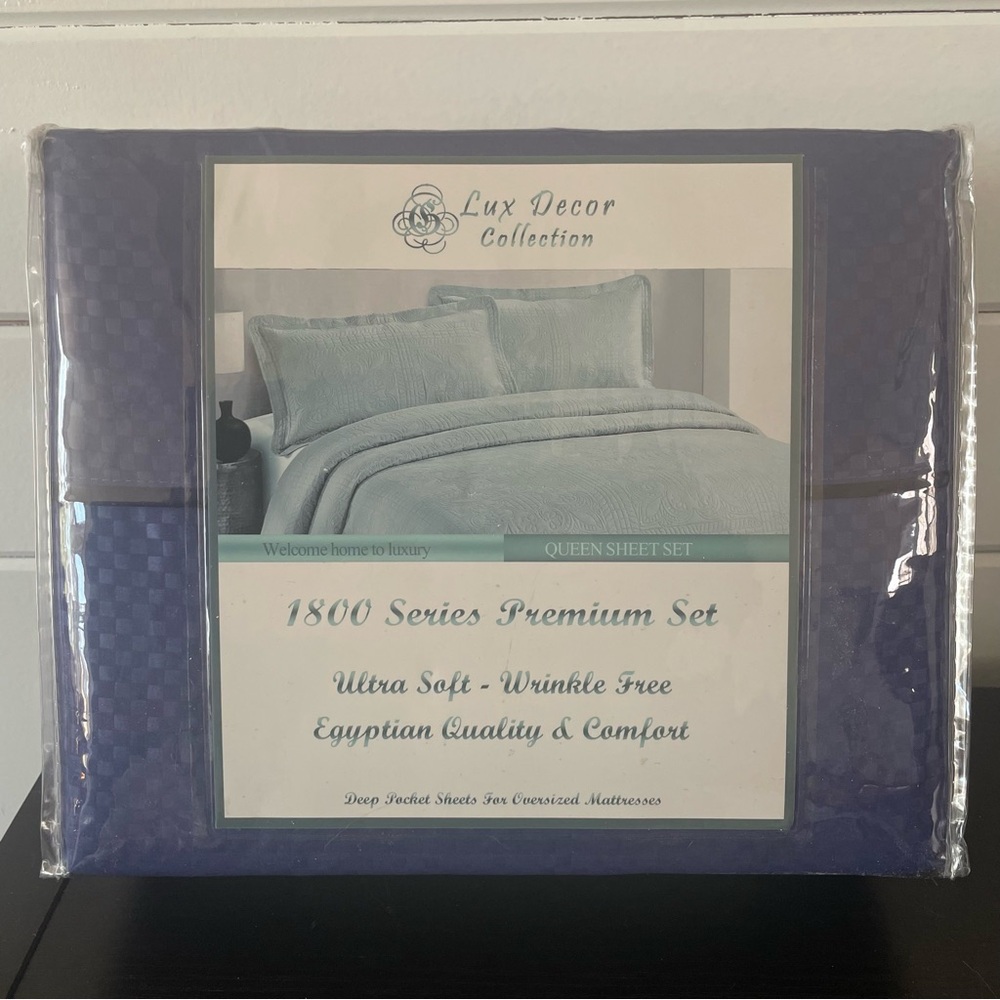 LAST CHANCE Queen Bed Set 4Pc Deep Blue/Purple Ultra Soft Wrinkle Free Egyptian